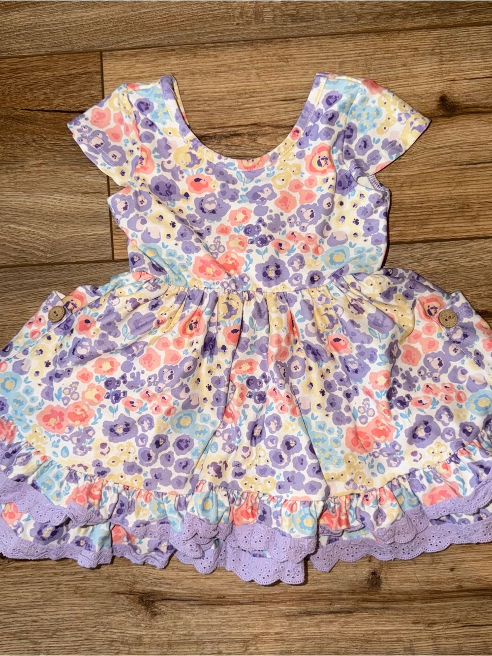 $56 Cheeky Plum (Matilda Jane) 12-18 Month Girl Dress Ruffle Tier Twirl Floral